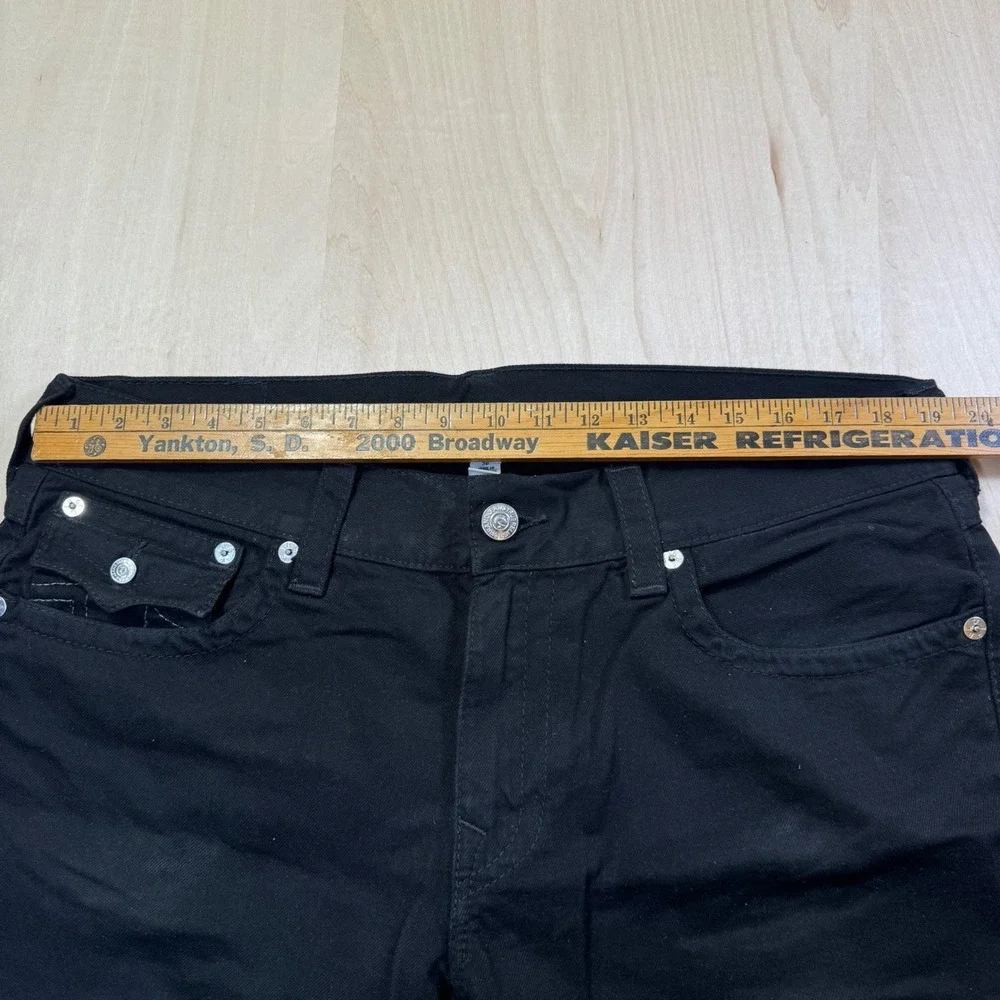 True Religion Black Ricky Straight Jeans Mens‎ Size 36x34 Flap Pockets